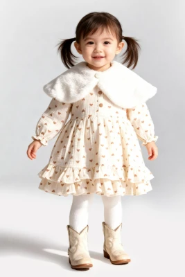 PELUŞLU KALPLİ KIZ BEBE ELBİSE 2550