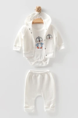 PENGUEN NAKIŞLI 3'LÜ ERKEK BEBE TAKIM 1240