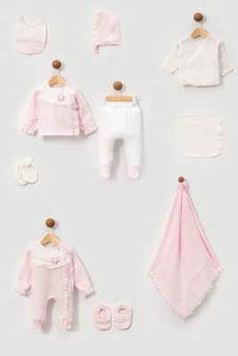 PONPONLU ÇİÇEK AKSESUARLI MÜSLIN FİSTOLU 10 'LU SET