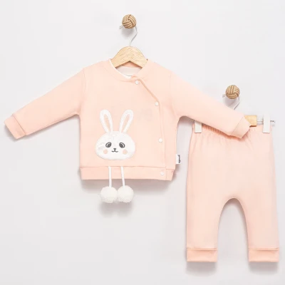 PONPONLU TAVŞAN NAKIŞLI 3 LÜ KIZ BEBE TAKIM 6103