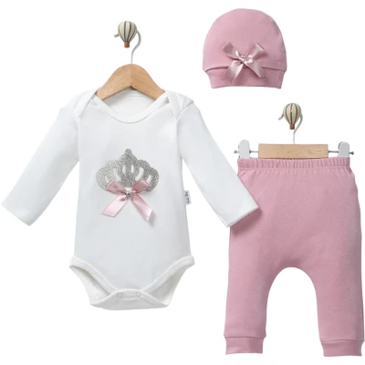 PRENSES TAÇLI 3 LÜ BADİLİ KIZ BEBE TAKIM 1820