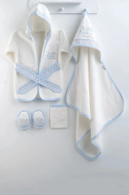 PRİNCE NAKIŞLI ERKEK BEBE BORNOZ SET 8809