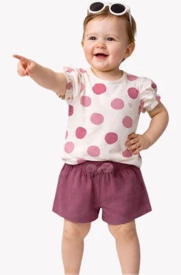 PUAN BASKILI ŞORTLU KIZ BEBE TAKIM 27351