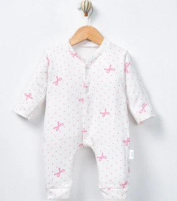 PUANLI KURDELE BASKILI MANŞETLİ KIZ BEBE TULUM 100212
