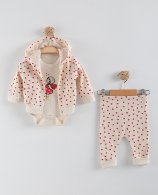 RAPOR KALP BASKILI 3'LÜ BEBE TAKIM 1232