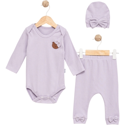 RAPORLU ARMALI KIZ 3 PARÇA BADİLİ BEBE TAKIM 1775
