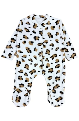 RAPORLU LEOPAR PATİKLİ PENYE BEBE TULUM 100546