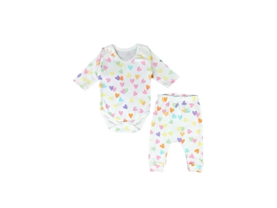 RENGARENK KALPLER BASKILI BADİLİ KIZ BEBE 2 Lİ TAKIM 50066