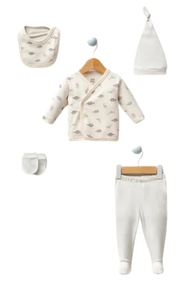 RENKLİ DİNO BASKILI 5 Lİ BEBE ZIBIN SET 5046
