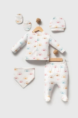RENKLİ GÜNEŞ BASKILI 5 Lİ BEBE ZIBIN SET 87