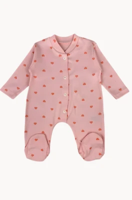 RENKLİ KALPLER BASKILI PATİKLİ BEBE TULUM 100000