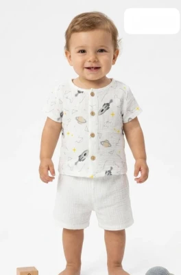 ROKET BASKILI ERKEK BEBE 2'Lİ TAKIM 059