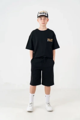 ROLL ME WEAR NAKIŞLI  ŞAPKALI ERKEK ÇOCUK PENYE TAKIM 8196