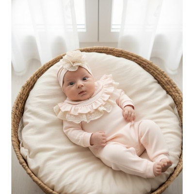 ROSİE YAKA DETAYLI PENYE BEBE KIZ TULUM 1125