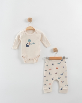 SAFARİ BASKILI UZUN KOLLU İKİLİ BADY BEBE TAKIM 2424