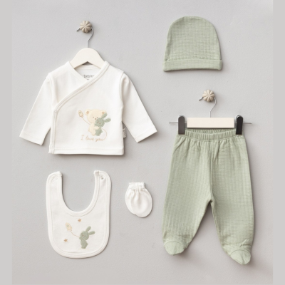 SARILAN AYICIK NAKIŞLI 5 Lİ BEBE ZIBIN SETİ 20123