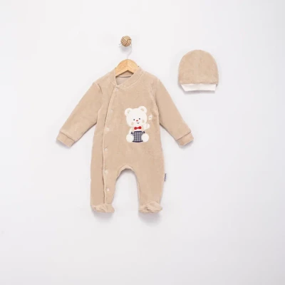 SEVİMLİ AYICIK KADİFE BEBE TULUM 1517