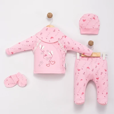 SİMLİ APLİKELİ KELEBEKLİ 5 Lİ BEBE ZIBIN TAKIMI 10164