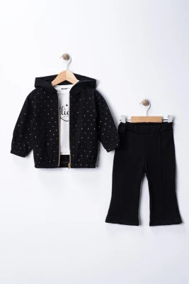 SİMLİ KAPÜŞONLU 3 LÜ KIZ BEBE TAKIM 26162