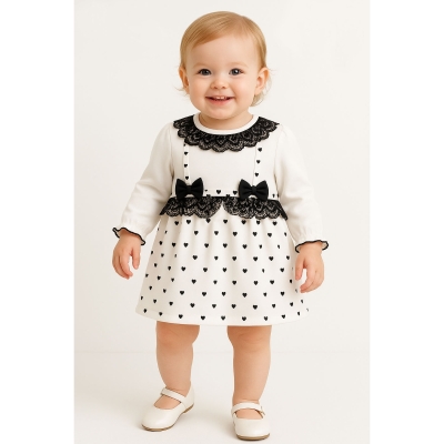 SİYAH DANTEL DETAYLI PENYE BEBE ELBİSE 8057