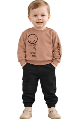 SMİLE BASKILI 3 İP ERKEK BEBE TAKIM 26926