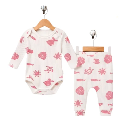 SUN DESENLİ PAMUKLU BADİLİ 2 Lİ BEBE TAKIM 50184
