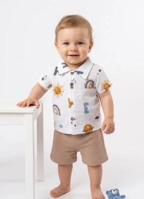 SUNNY DAY BASKILI ERKEK BEBE MÜSLİN 2'Lİ TAKIM 018