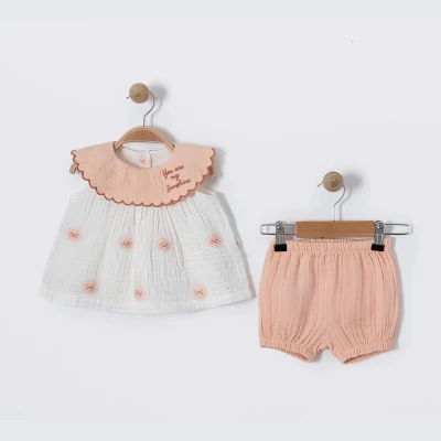 SUNSHINE NAKIŞLI YAKALI KIZ BEBE İKİLİ TAKIM 2890