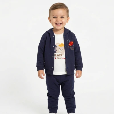 SÜPER BEAR NAKIŞLI PENYE 3'LÜ ERKEK BEBE TAKIM 3024