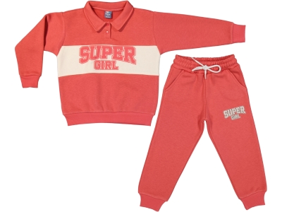 SUPER GIRL BASKILI YAKALI 3 İP KIZ ÇOCUK TAKIM 25900