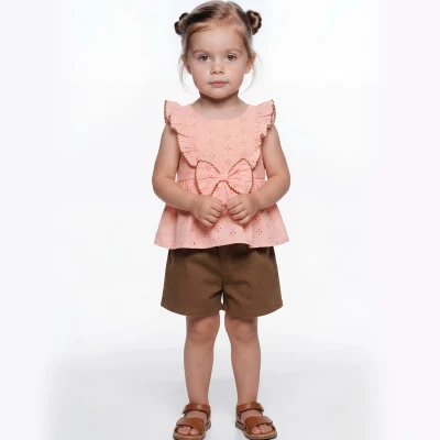 SÜS DİKİŞLİ VUAL ŞORTLU KIZ BEBE TAKIM 13635