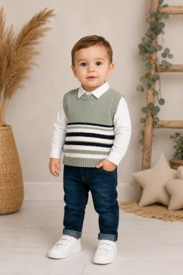 SÜVETERLİ 3 LÜ ERKEK BEBE TAKIM 1806