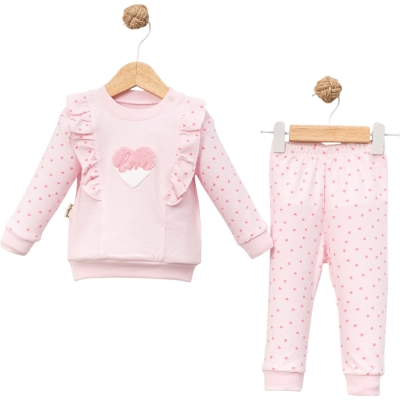 SÜZENE KALP NAKIŞLI ASKIDA 2 Lİ BEBE TAKIM 2122