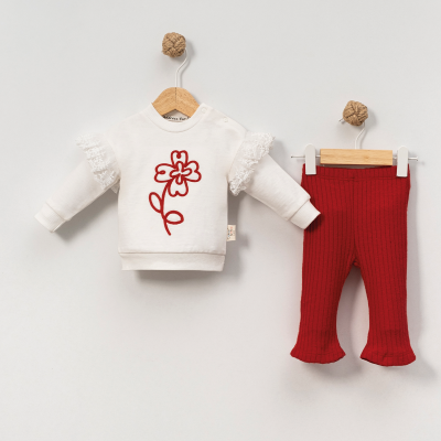 SÜZİNE GÜL NAKIŞLI 2'Lİ BEBE TAKIM 8013