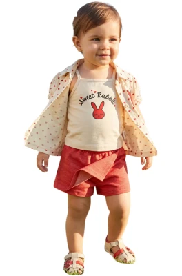SWEET RABBIT BASKILI KIZ BEBE 3 LÜ TAKIM 26540