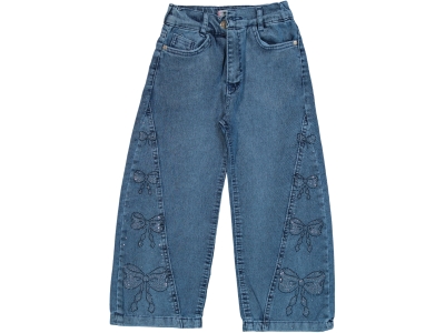 TAŞ FİYONK İŞLEMELİ KIZ ÇOCUK KOT PANTALON 1233