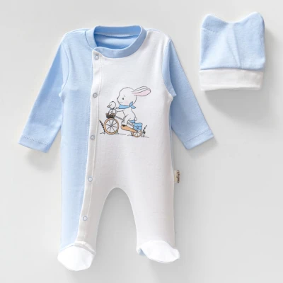 TAVŞAN BASKILI PAMUKLU PENYE BEBE TULUM 4577