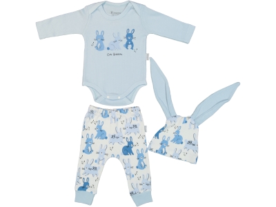 TAVŞAN KARDEŞLER BASKILI 3 LÜ BEBE TAKIM 4024