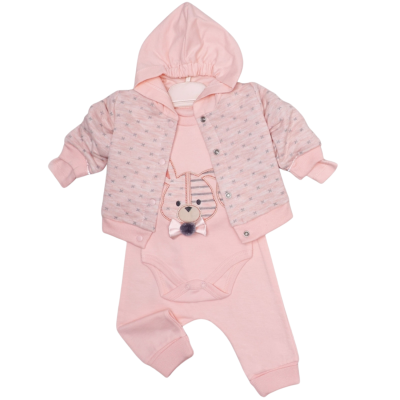 TAVŞAN NAKIŞLI 3 LÜ KAPŞONLU BEBE TAKIM 1546