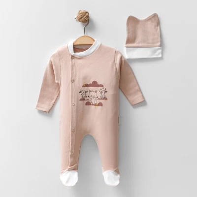 TAVŞAN-TİLKİ BASKILI UNISEX PENYE BEBE TULUM 4575