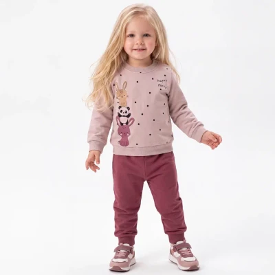 TAVŞAN VE PANDA BASKILI İKİ İP KIZ BEBE TAKIM 27701