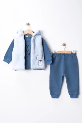TAVŞANCIK YELEKLİ 3 İP ERKEK BEBE TAKIM 26213
