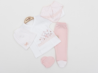 TAVŞANLI FİSTO DETAYLI 5 Lİ KIZ BEBE ZIBIN TAKIM 2294