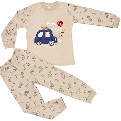 TAXI ARABA BASKILI 2 Lİ BEBE PİJAMA TAKIM 5538