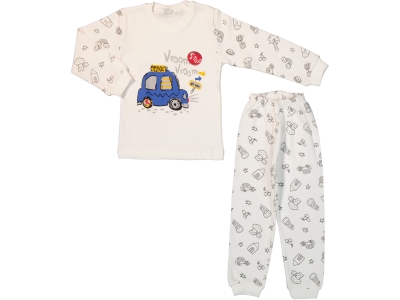 TAXI ARABA BASKILI 2'Lİ PİJAMA TAKIM 