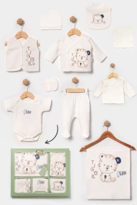 TİGER NAKIŞLI PAMUKLU ERKEK BEBE 10 LU ZIBIN SET 3033