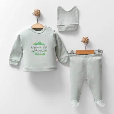 TİLKİ-TAVŞAN BASKILI 3 LÜ PENYE UNISEX BEBE TAKIM 3254