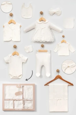 TÜLLÜ ETEKLİ BANDANALI KIZ BEBE 10 LU ZIBIN SET 2098