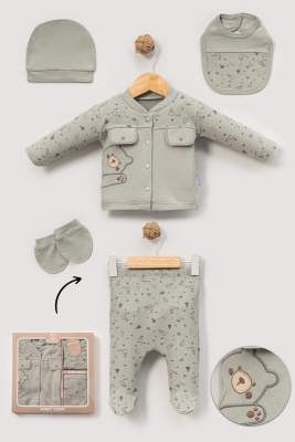 WAFLLE PANDA NAKIŞLI 5 Lİ BEBE ZIBIN SET 2086