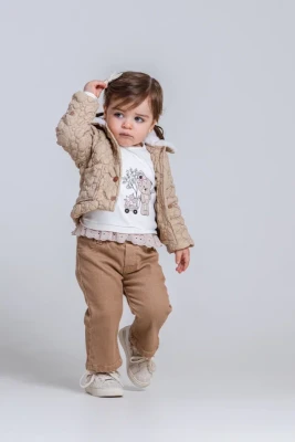 WELSOFT YAKA MONTLU 3 LÜ KIZ BEBE TAKIM 2297